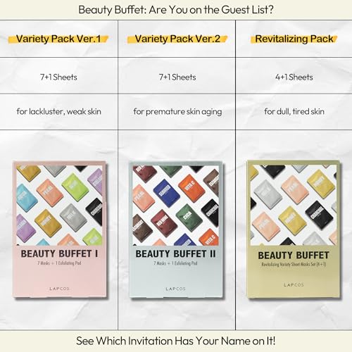 LAPCOS Daily Sheet Mask Variety Pack 7+1 (Version 1) Daily Face Masks - Hydrate, Clarify, Nourish, Exfoliate & Renew Skin, Korean Beauty Favorite (8 pack)|B08PQ6ZQJJ