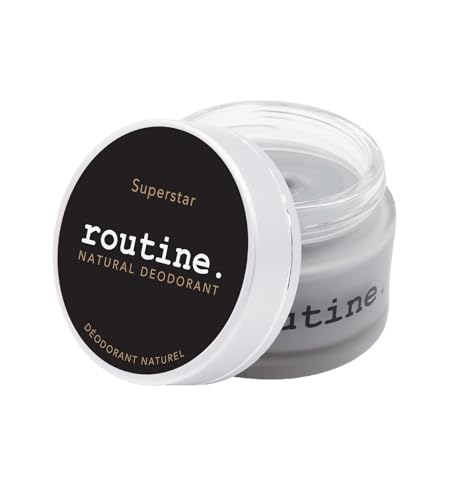 Routine. Natural Deodorant (2 Fluid Oz.) SuperStar, for Extra Sensitive Skin Activated Charcoal Fomula for Women and Men |Tonka, Sage, Cardamom & Rosalina (Cream Jar Formula)|B0744N2H1X