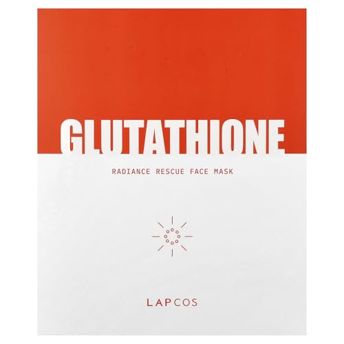 LAPCOS Glutathione Radiance Rescue Mask - Korean Skin Care Mask w/Glutathione, Niacinamide & Peptides - Hydrating Face Masks Spa Gifts for Women - Revitalizing & Firming Face Mask (5 Count, 0.91 oz)|B0DCVHWR27