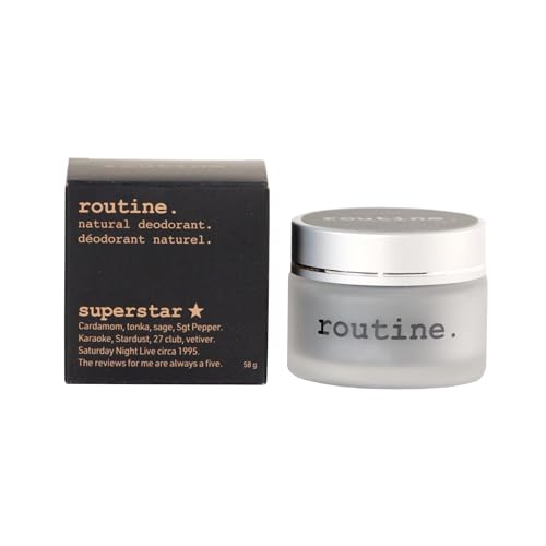 Routine. Natural Deodorant (2 Fluid Oz.) SuperStar, for Extra Sensitive Skin Activated Charcoal Fomula for Women and Men |Tonka, Sage, Cardamom & Rosalina (Cream Jar Formula)|B0744N2H1X