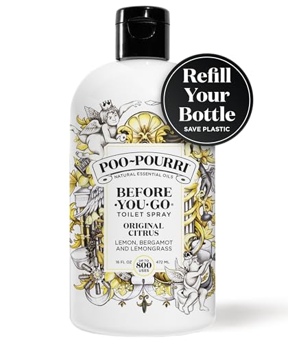 Poo-Pourri Before-You-Go Toilet Spray Refill, Original Citrus, 16 Fl Oz, Up to 800 Uses, Bathroom Odor Deodorizer with Essential Oils for Home or Work, Lemon, Bergamot and Lemongrass Scent|B0071B09Y8