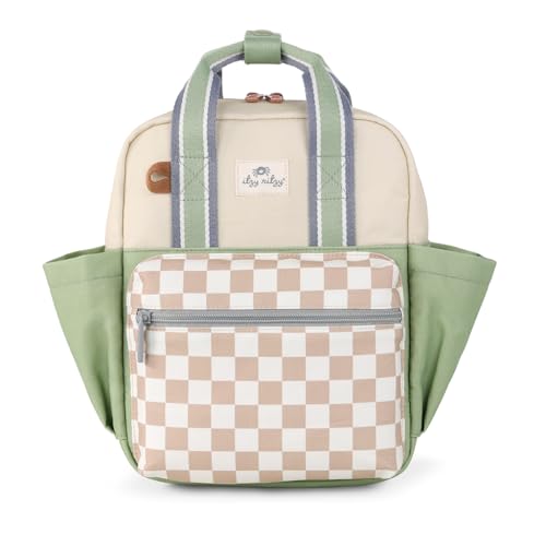 Itzy Ritzy Toddler Backpack - Daycare Bag - Features Adjustable Shoulder Straps, 2 Side Pockets & Spacious Interior with Wipeable Fabric Lining & Name Label, Checkerboard Backpack|B0CLB769JD