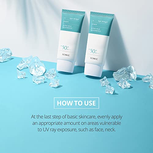 SCINIC Enjoy Super Mild Sun Essence 2 Set SPF50+ PA++++ 1.69 fl oz(50ml) | A Lightweight Hydrating Sun Essence That leaves No Sticky Feeling | Korean Skincare|B0BZCDC1ZG