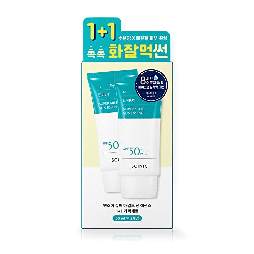 SCINIC Enjoy Super Mild Sun Essence 2 Set SPF50+ PA++++ 1.69 fl oz(50ml) | A Lightweight Hydrating Sun Essence That leaves No Sticky Feeling | Korean Skincare|B0BZCDC1ZG