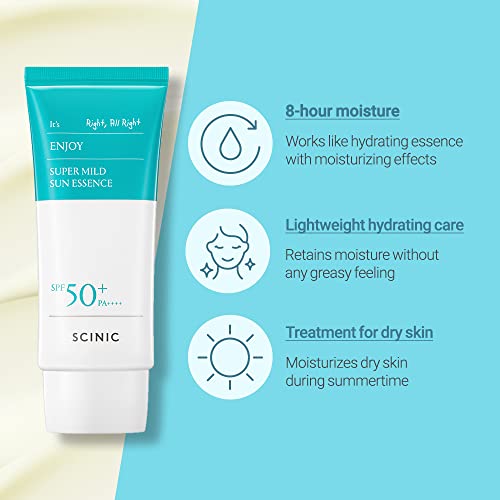 SCINIC Enjoy Super Mild Sun Essence 2 Set SPF50+ PA++++ 1.69 fl oz(50ml) | A Lightweight Hydrating Sun Essence That leaves No Sticky Feeling | Korean Skincare|B0BZCDC1ZG