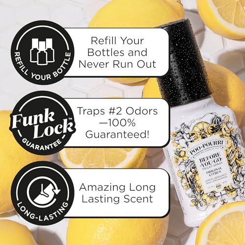 Poo-Pourri Before-You-Go Toilet Spray Refill, Original Citrus, 16 Fl Oz, Up to 800 Uses, Bathroom Odor Deodorizer with Essential Oils for Home or Work, Lemon, Bergamot and Lemongrass Scent|B0071B09Y8