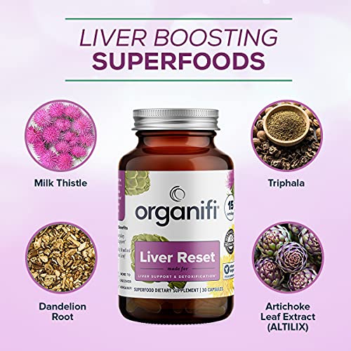 Organifi - Liver Reset - Liver Detox - Digestive and Immune Support - Promotes Cellular Energy Production, 30 Capsules|B07SF5GBYK