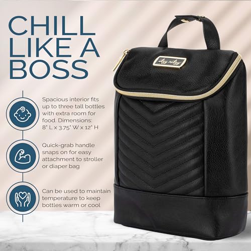 Itzy Ritzy Insulated Bottle Bag – Keeps Bottles Warm or Cool - Holds 3 Bottles and Features Interior Pocket For Ice Pack (Not Included), Jetsetter|B08SF4FKPS