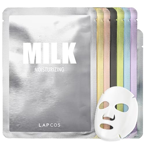 LAPCOS Daily Sheet Mask Variety Pack 7+1 (Version 1) Daily Face Masks - Hydrate, Clarify, Nourish, Exfoliate & Renew Skin, Korean Beauty Favorite (8 pack)|B0C3RZS81R