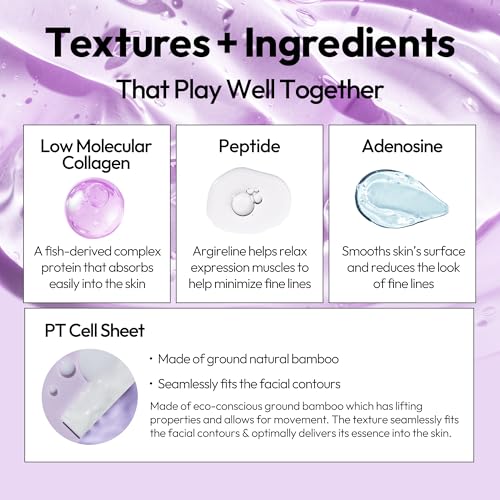 LAPCOS Collagen Sheet Mask, Firming Daily Face Mask with Collagen Peptides for Anti-Aging, Helps to Minimize Wrinkles, Restores Skin Elasticity & Firmness, Hydrating, Korean Beauty, 5-Pack|B07DN4H67T