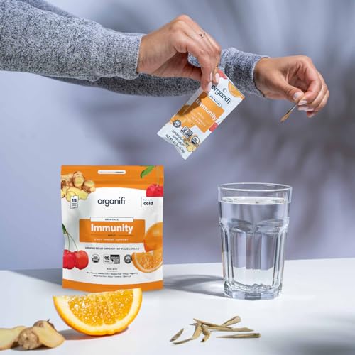 Organifi Immunity - Organic Superfood Immunity Support - 15 Single Serve Packets - Immunity Powder for T Cell Production and Upper Respiratory Health - Mushroom Beta Glucans, Vitamin C, D and Zinc|B07S8SPSSJ