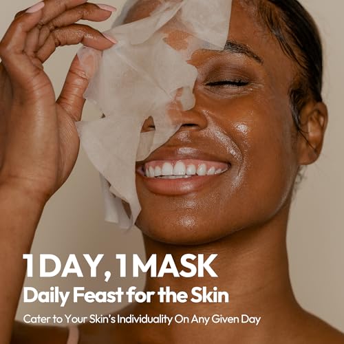 LAPCOS Daily Sheet Mask Variety Pack 7+1 (Version 1) Daily Face Masks - Hydrate, Clarify, Nourish, Exfoliate & Renew Skin, Korean Beauty Favorite (8 pack)|B0C3RZS81R