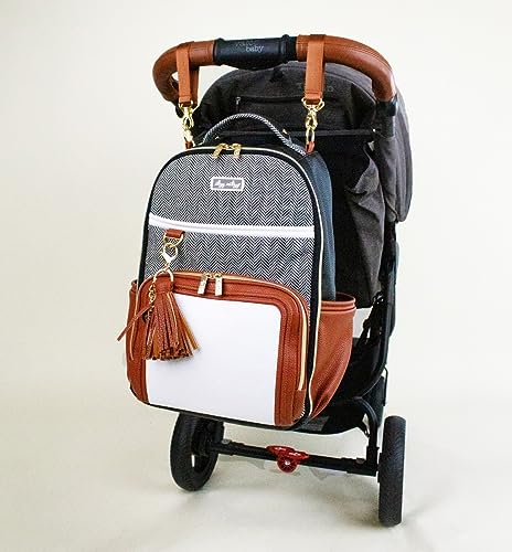 Itzy Ritzy Diaper Bag Backpack – Large Capacity Boss Plus Baby Backpack Diaper Bag Featuring 19 Pockets, Changing Pad, Stroller Clips, and Comfortable Straps (Coffee & Cream)|B0B7YH1NLR