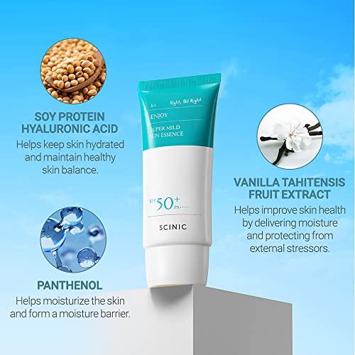 SCINIC Enjoy Super Mild Sun Essence 2 Set SPF50+ PA++++ 1.69 fl oz(50ml) | A Lightweight Hydrating Sun Essence That leaves No Sticky Feeling | Korean Skincare|B0BZCDC1ZG