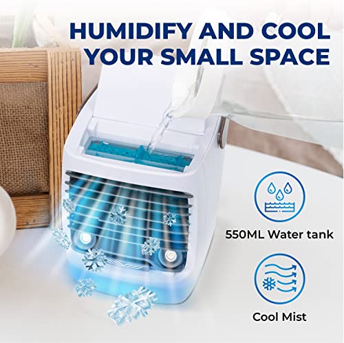 ChillWell 2.0 Evaporative Air Cooler for Room - 4-Speed Mini Portable Swamp Coolers with Humidifier | Indoor Personal Cooling Unit In Bedroom, Home Office, and Camping | USB- Rechargeable, Easy Setup|B0C5F6MV52