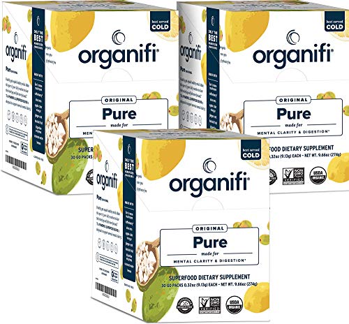 Organifi: Pure Smart Packs - Organic Brain and Immunity Support - Revitalizes Daily Mental Focus - Lemon Flavor, 3 Pack|B07JGJBT14