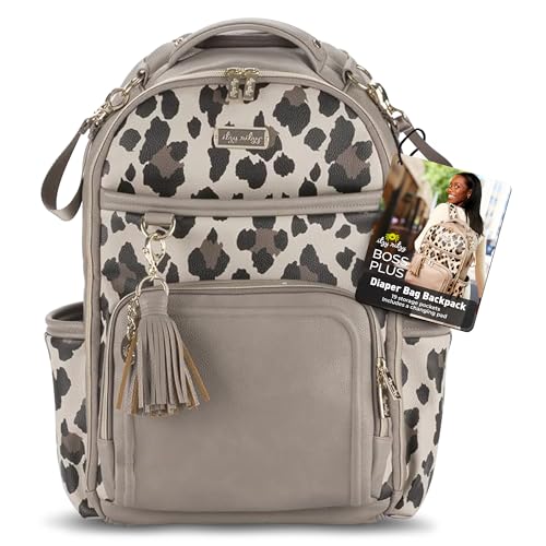 Itzy Ritzy Diaper Bag Backpack – Large Capacity Boss Plus Baby Backpack Diaper Bag Featuring 19 Pockets, Changing Pad, Stroller Clips, and Comfortable Straps (Leopard)|B0B9HR52KH