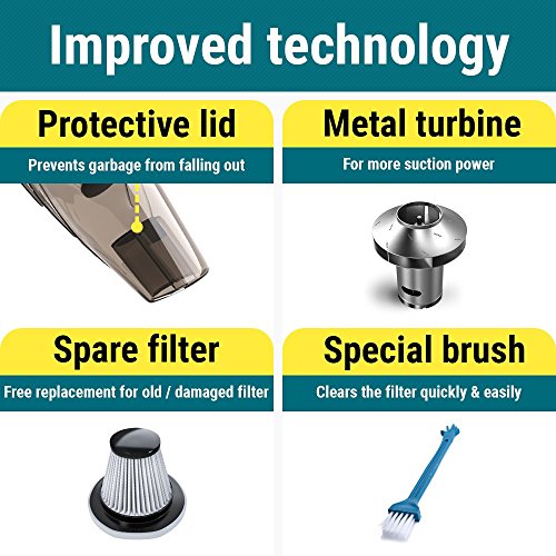 THISWORX Car Vacuum Cleaner - Portable, High Power, Handheld Vacuums w/ 3 Attachments, 16 Ft Cord & Bag - 12v, Auto Accessories Kit for Interior Detailing - Black|B06ZY896ZM