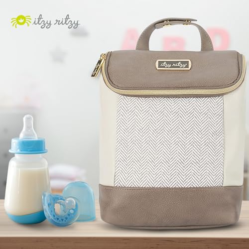 Itzy Ritzy Insulated Bottle Bag – Keeps Bottles Warm or Cool - Holds 3 Bottles & Features Interior Pocket for Ice Pack (Not Included), Vanilla Latte|B097QGFSBQ
