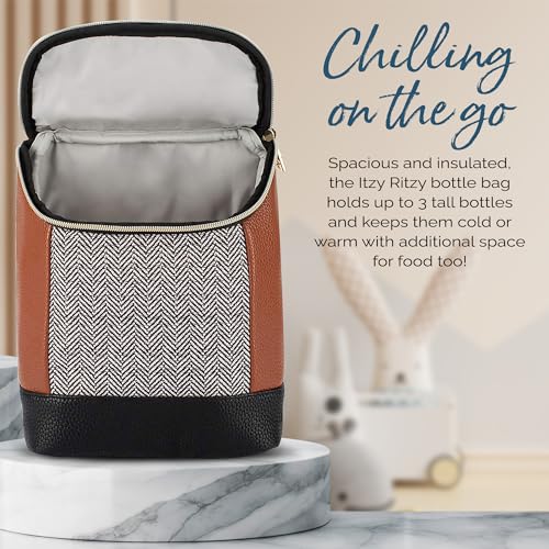 Itzy Ritzy Insulated Bottle Bag – Keeps Bottles Warm or Cool - Holds 3 Bottles & Features Interior Pocket For Ice Pack (Not Included), Coffee and Cream|B08SFHTP2C