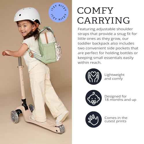 Itzy Ritzy Toddler Backpack - Daycare Bag - Features Adjustable Shoulder Straps, 2 Side Pockets & Spacious Interior with Wipeable Fabric Lining & Name Label, Checkerboard Backpack|B0CLB769JD