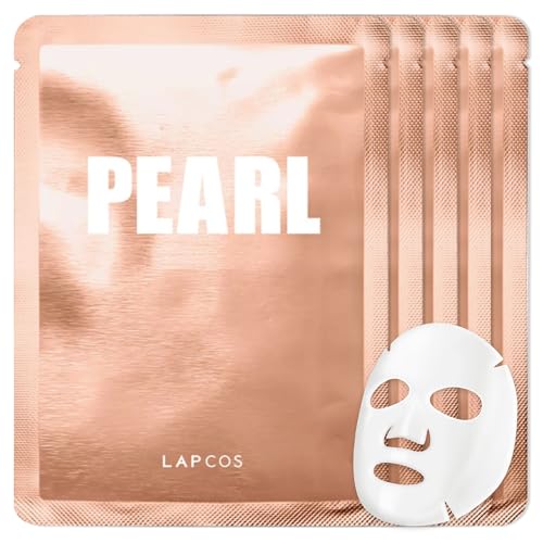 LAPCOS Pearl Sheet Mask, Daily Face Mask with Probiotics to Clarify Skin, Korean Beauty Favorite, 5-Pack|B07D236GQY