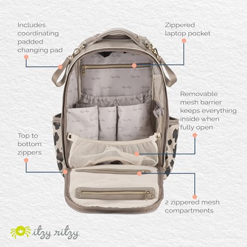 Itzy Ritzy Diaper Bag Backpack – Large Capacity Boss Plus Baby Backpack Diaper Bag Featuring 19 Pockets, Changing Pad, Stroller Clips, and Comfortable Straps (Leopard)|B0B9HR52KH