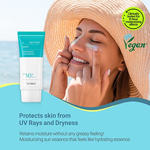 SCINIC Enjoy Super Mild Sun Essence 2 Set SPF50+ PA++++ 1.69 fl oz(50ml) | A Lightweight Hydrating Sun Essence That leaves No Sticky Feeling | Korean Skincare|B0BZCDC1ZG