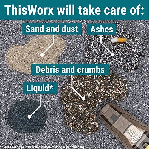 THISWORX Car Vacuum Cleaner - Portable, High Power, Handheld Vacuums w/ 3 Attachments, 16 Ft Cord & Bag - 12v, Auto Accessories Kit for Interior Detailing - Black|B06ZY896ZM