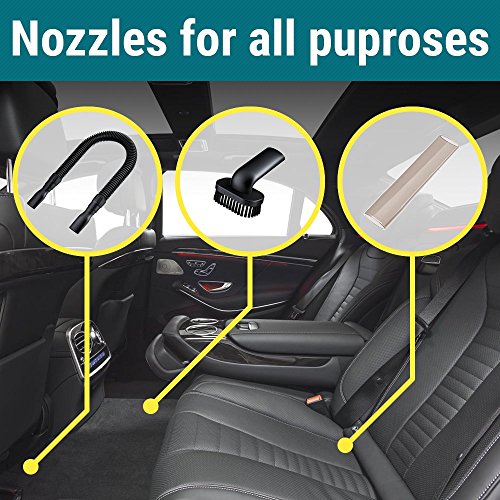 THISWORX Car Vacuum Cleaner - Portable, High Power, Handheld Vacuums w/ 3 Attachments, 16 Ft Cord & Bag - 12v, Auto Accessories Kit for Interior Detailing - Black|B06ZY896ZM